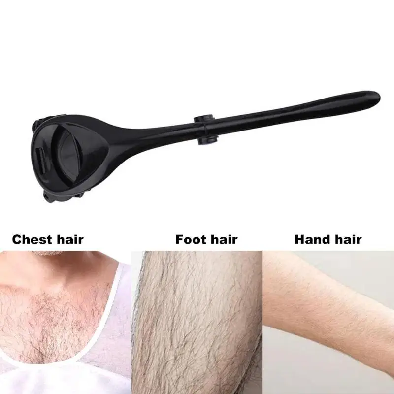 Ложки с длинной ручкой, два лезвие Бритва для волос Для мужчин заднюю часть тела удаление волос на ногах бритва триммер для волос складной и длинное сзади бритвы
