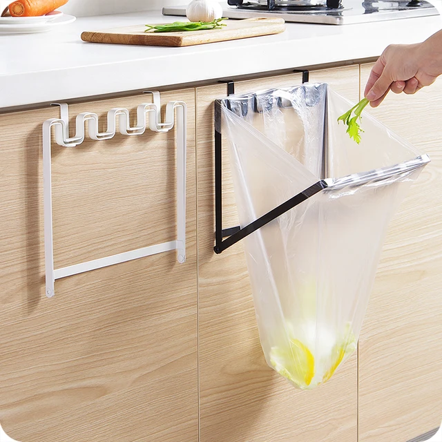 Multi function kitchen Cabinet bags hooks Trash folding ...