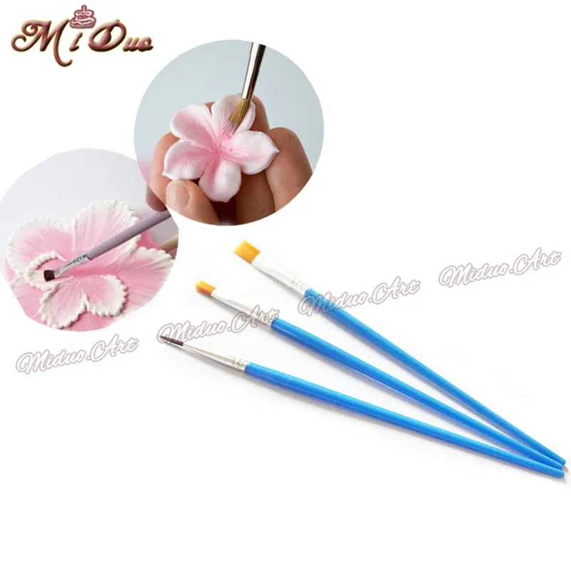 

3pcs Cake Decorating Stencil Brush Set Food Paint Icing Cupcake Sugarcraft Cake Decorating Tools face mold Square Brush