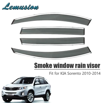 

High Quality 4pcs Smoke Window Rain Visor For Kia Sorento 2010 2011 2012 2013 2014 Styling Vent Sun Deflectors Guard Accessories