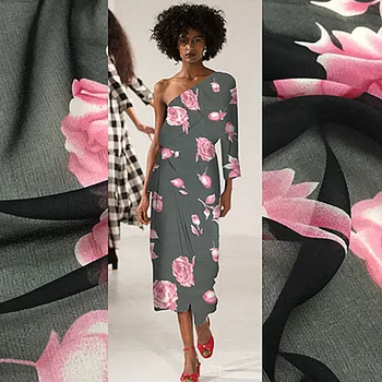 

African printed fabric 100% silk black bottom silk georgette fabric mulberry silk texture dress silk towel