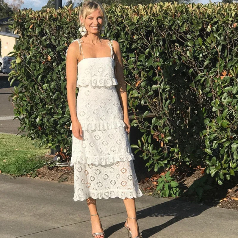 white lace layered dress
