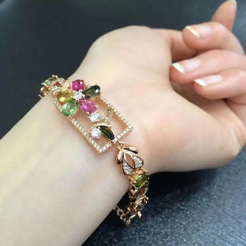 

2017 Real Qi Xuan_Tourmaline Stone Luxury Bracelets_S925 Solid Silver Fashion Tourmaline Bracelets_Manufacturer Directly Sales