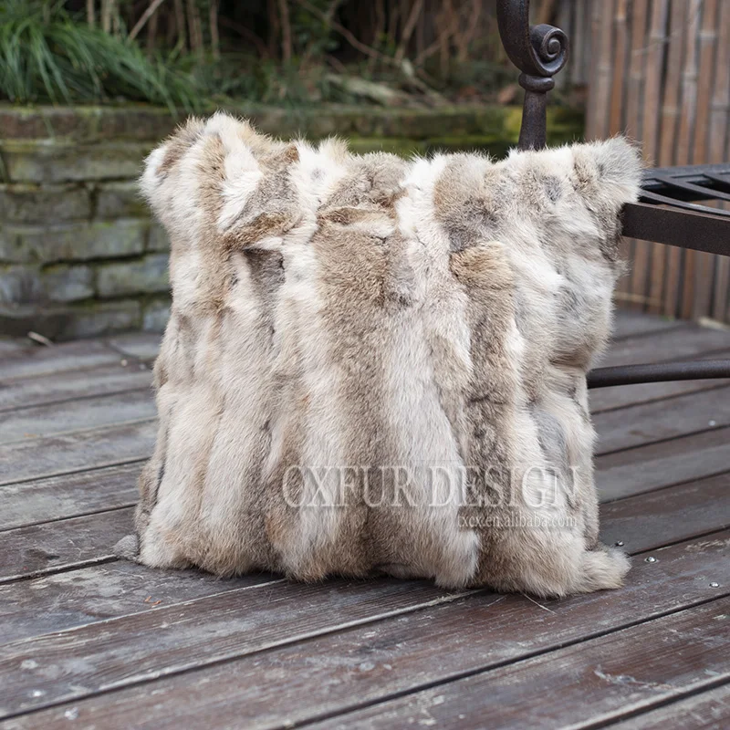 

Free Shipping CX-D-17 Home Decorative Cushion Patchwork Real Rabbit Fur Pillow Case