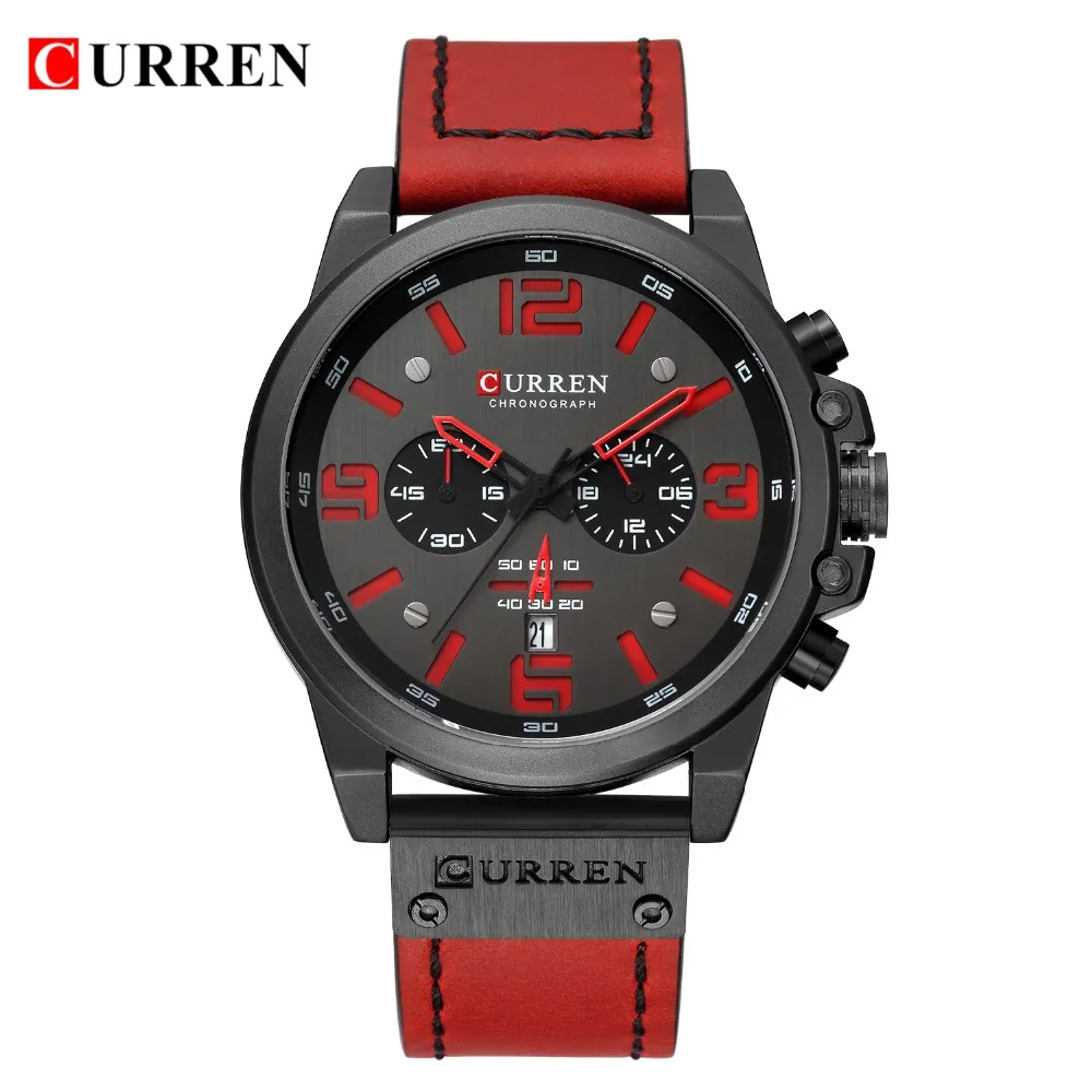 CURREN Top Brand Luxury Quartz Men Chronograph Watches Leather Strap Business Male Wristwatches Montre Men Clock Erkek Kol Saati