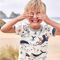 Летняя Хлопковая футболка детская одежда Новинка 2018 г. Новый стиль для мальчиков футболка с короткими рукавами детская одежда Футболка для