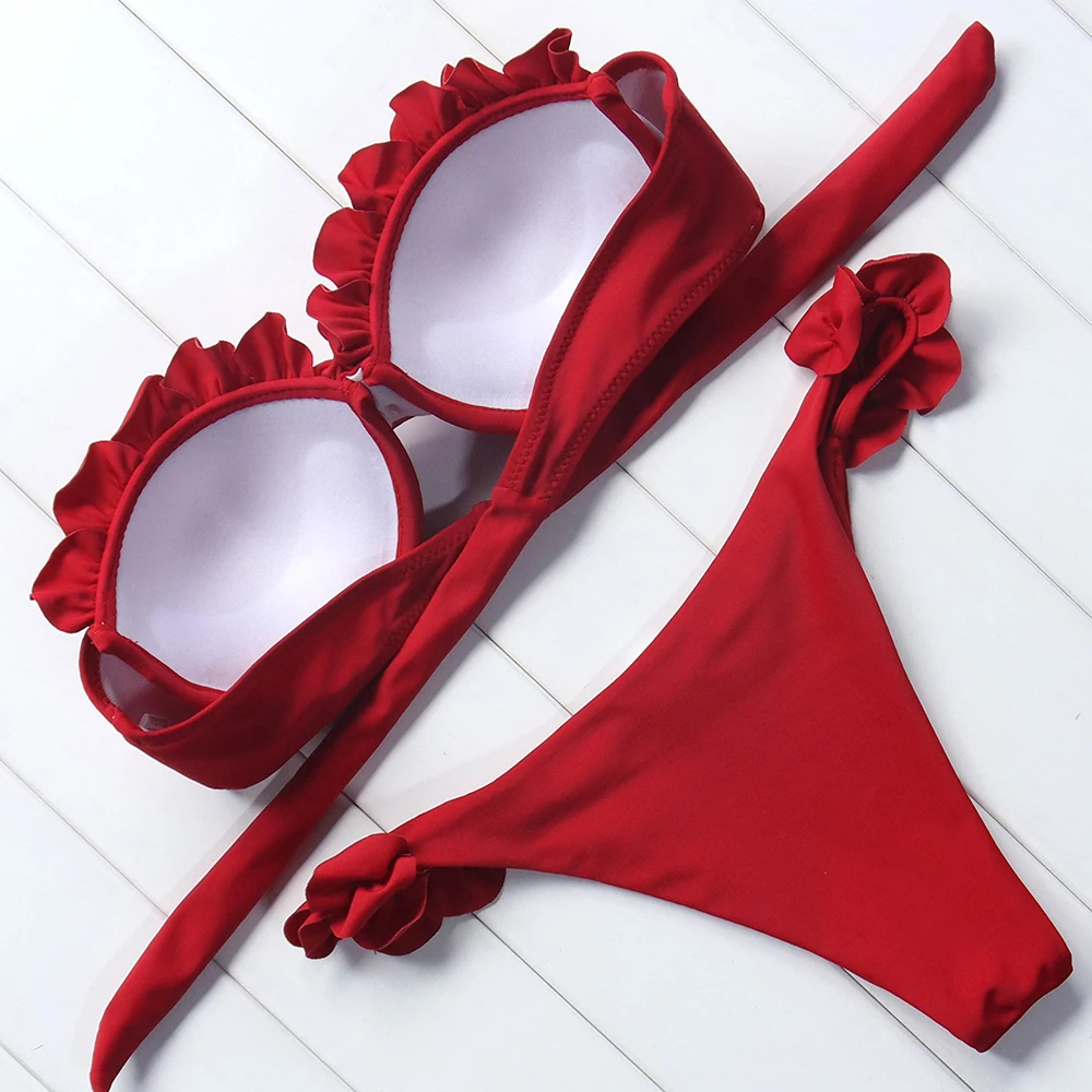 Solid Bandeau Bikini Set 2018 Sexy Swimsuit Women Bikini Brazilian Thong Swimwear Female Halter top Bathing Suit Swimming Wear Solid Bandeau Bikini Set 2018 Sexy Swimsuit Women Bikini Brazilian Thong Swimwear Female Halter top Bathing Suit Swimming Wear