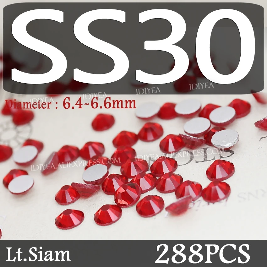 Lt. Siam смешанные размеры SS3-SS10 SS4-SS30 Стразы для дизайна ногтей украшения не горячей фиксации хрустальные ногти блестит для DIY Декор Маникюр - Цвет: SS30 288PCS