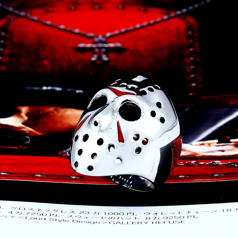 Men Ring Stainless Steel Biker Jason Hallows' Day Voorhees Hockey Halloween