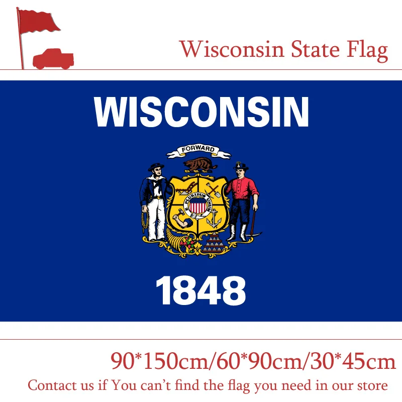 40*60cm 60x90cm 90x150cm Flying Flag American Wisconsin State Flag 3*5 Feet Polyester Banners