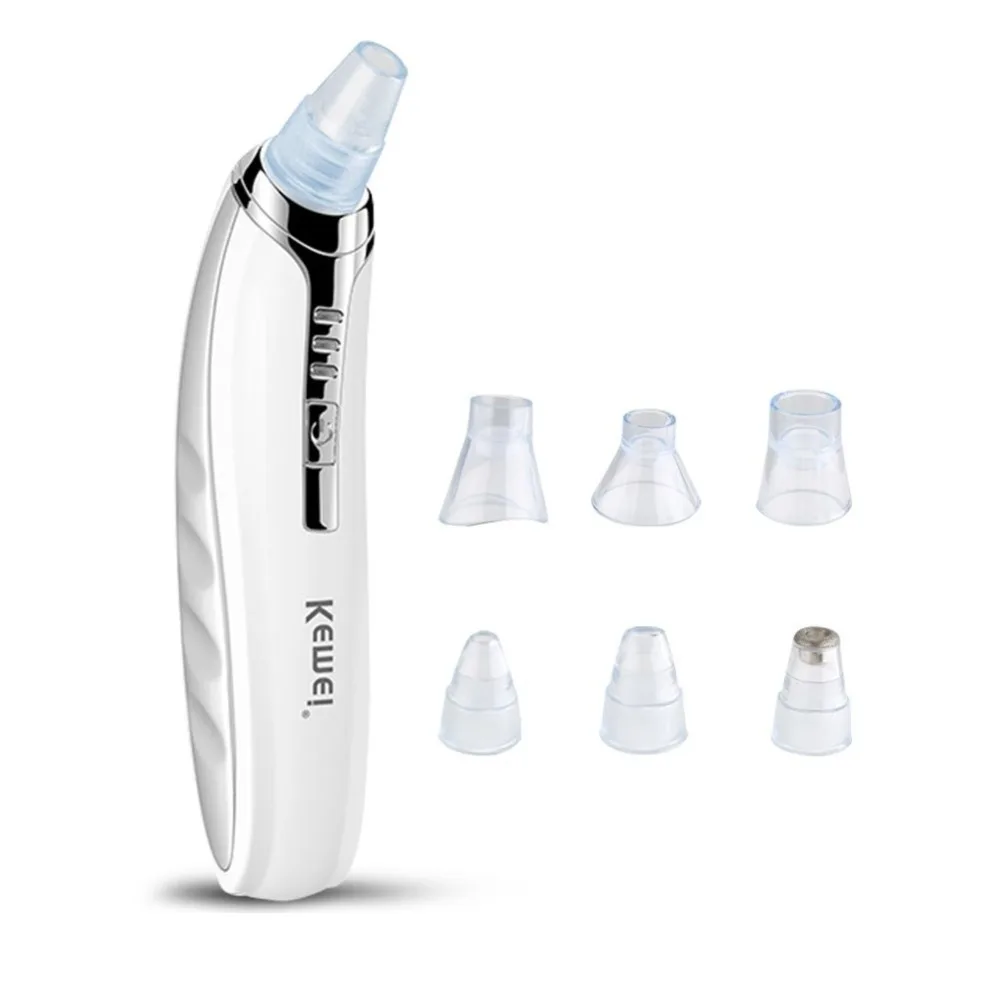 

Kemei Rechargeable Electronic Blackhead Remover with 6 Suction Heads Facial Pore Cleaner Nose Blackhead Suction Tool Kit