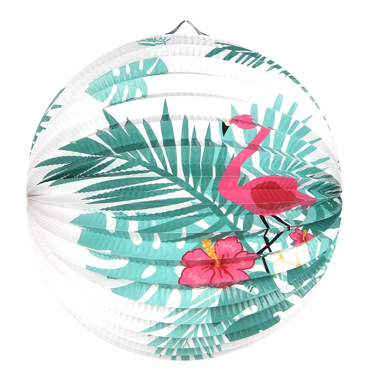 

1pc 23cm Palm Leaves Flamingo Printed Accordion Pleated Paper Lanterns Tropical Luau Wedding Birthday Shower Summer Party Decor