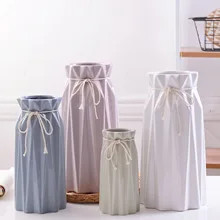 Скандинавское оригами керамическая ваза цветок с четырехцветной пеньковой веревкой современная простая ваза домашнее украшение Настольный орнамент Искусство и ремесла