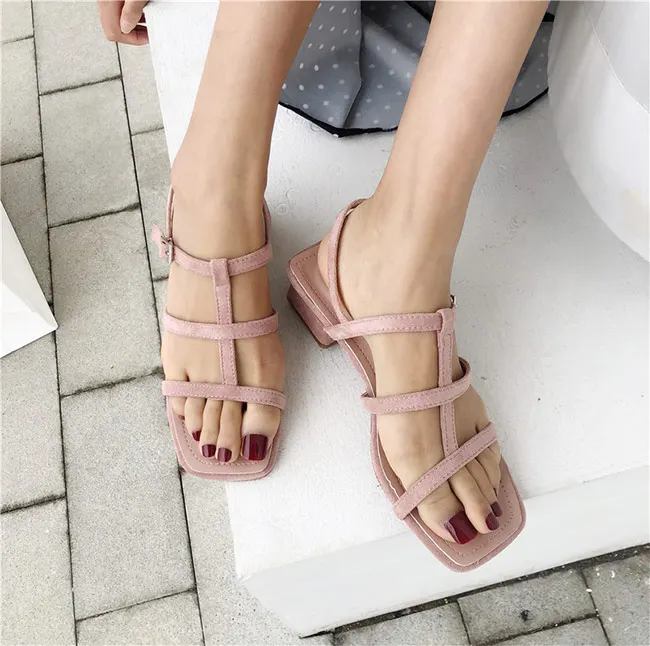 

MONMOIRA Solid Slingback Gladiator Sandals Women Square Toe Med Heel Women Sandals Open Toe Summer Sandals Women SWC0452