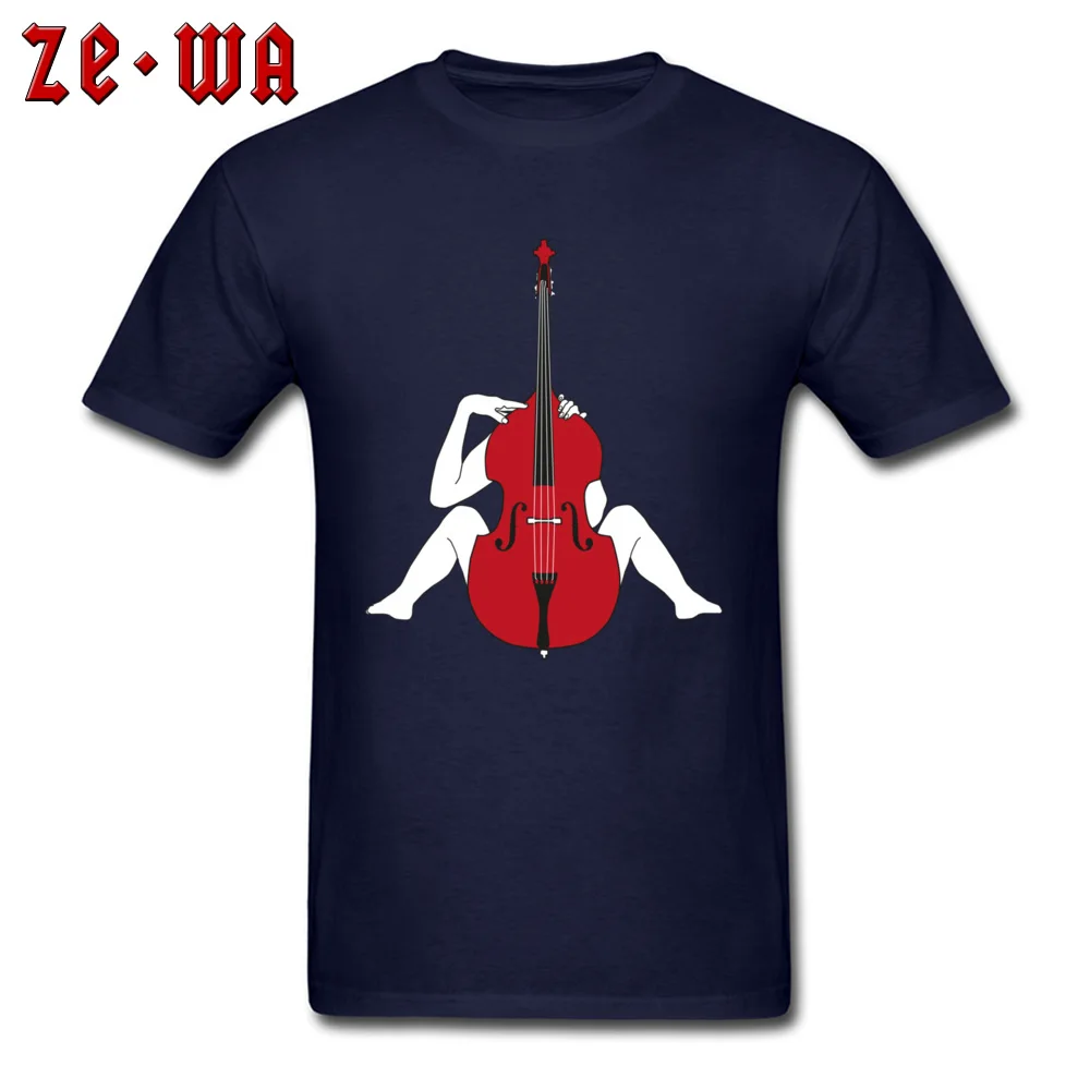 Double Bass Lover Brand New Cool Tops Shirt O Neck Lovers Day All Cotton Short Sleeve T-Shirt for Men Design Tee-Shirts Double Bass Lover navy