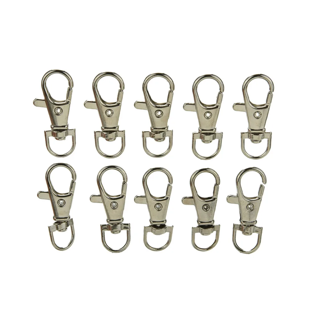 10 Pcs Dull Silver Plated Swivel Lobster Clasp Clips Key Hook Keychain