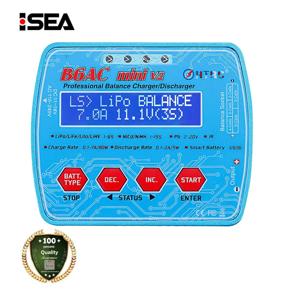 HTRC зарядное устройство iMax B6AC Mini V2 80 Вт 7A цифровой карманный RC Баланс Lipo Lihv LiIon LiFe NiCd