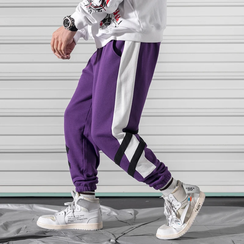 Брюки тренд 2019 весенние мужские joggings с эластичными манжетами спортивные штаны