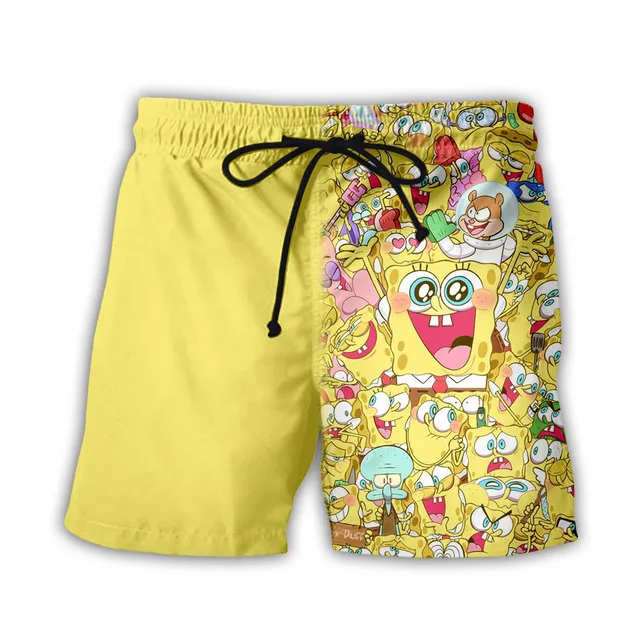 

2019 New Arrival Hot Sale Mens Surf Beach 3D Print Spongebob Shorts Pants Anti-sweat Short Homme Bermudas Masculina De Marca