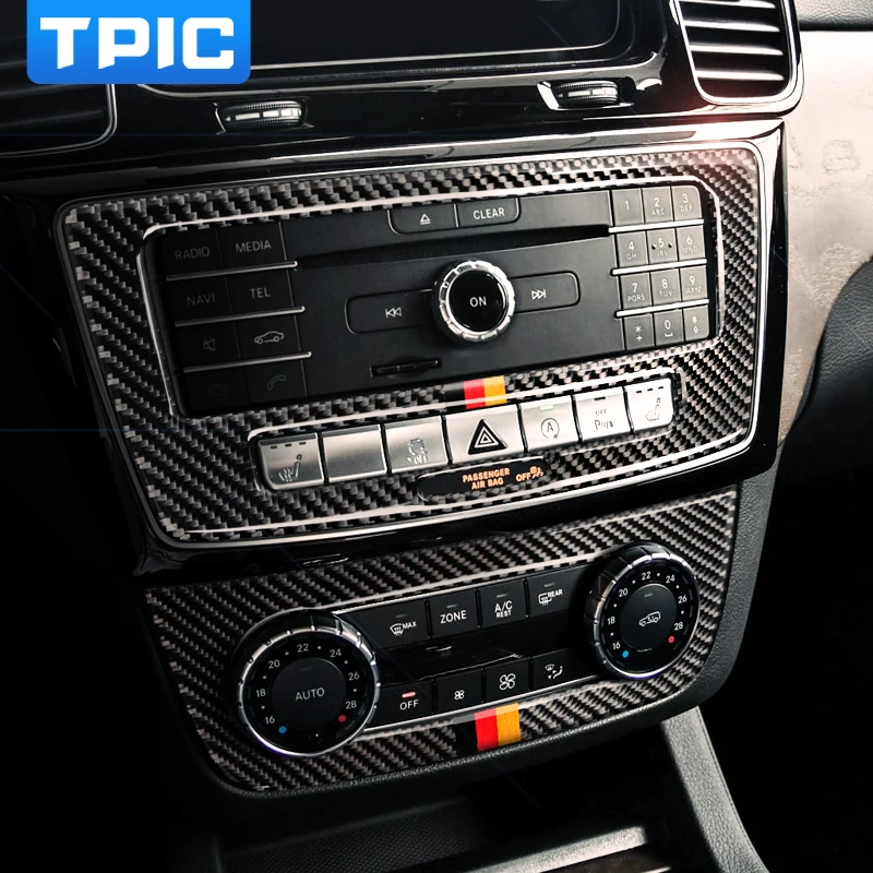 

TPIC Interior Accessories Carbon Fiber CD Air Conditioning Control Plane Stickers Car For mercedes GLE 2015-2018 Car Styling