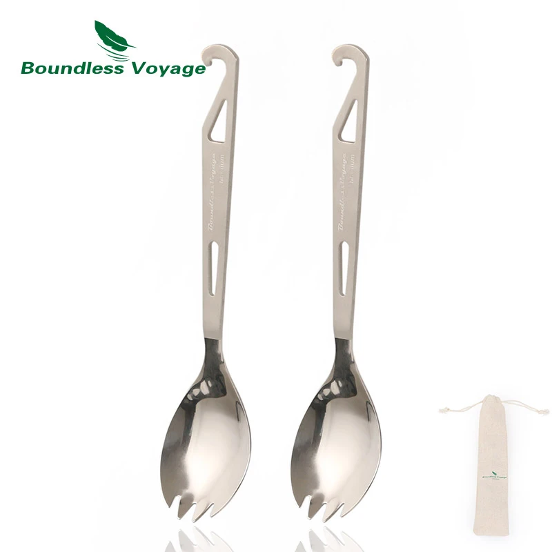 Boundless Voyage Titanium Spork Spoon Fork with Beer Beverage Bottle