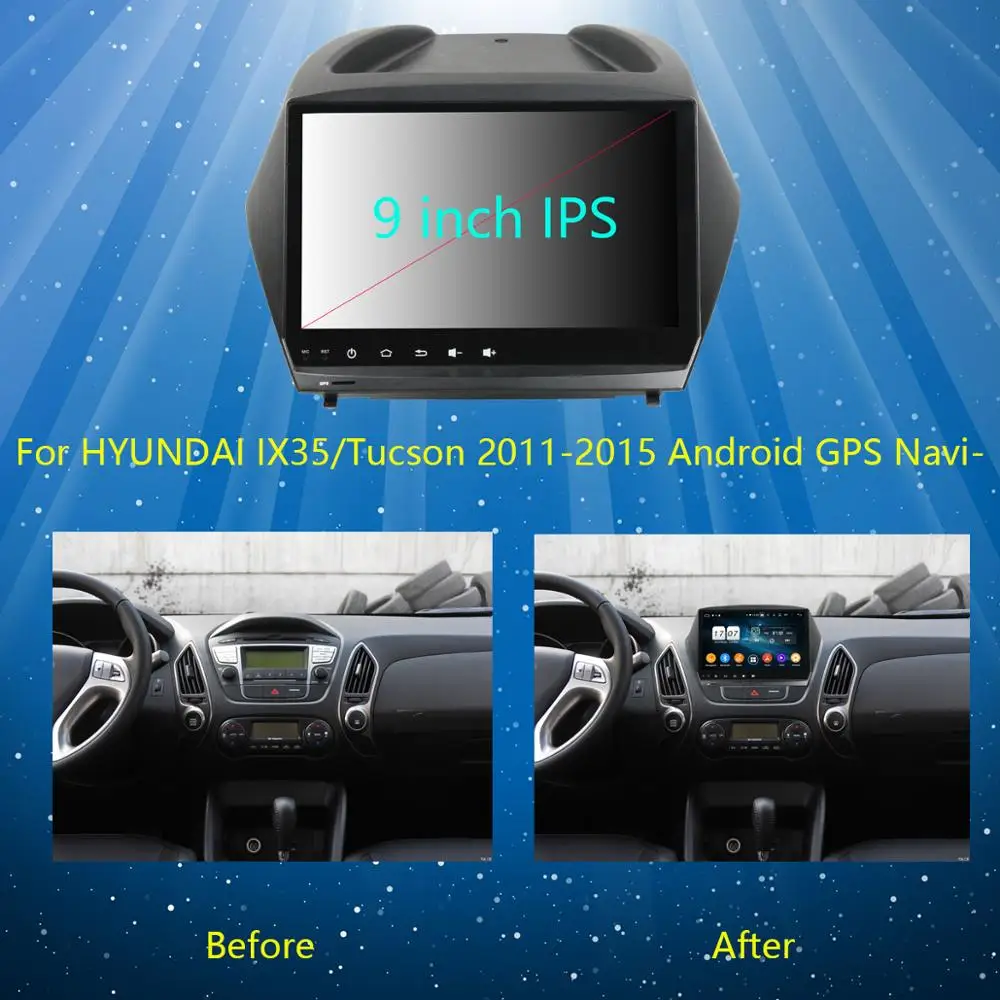 Best 9" IPS 8 Core 4GB+64GB Android 9.0 Car DVD Multimedia For Hyundai Tucson IX35 Tucson 2 2010-2015 Radio GPS DSP CarPlay Parrot BT 2