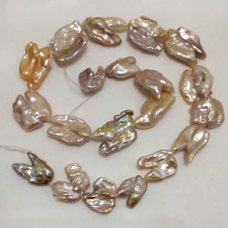 16 inches 16-25mm Natural Lavender Flat Fire Ball Biwa Pearl Loose Strand