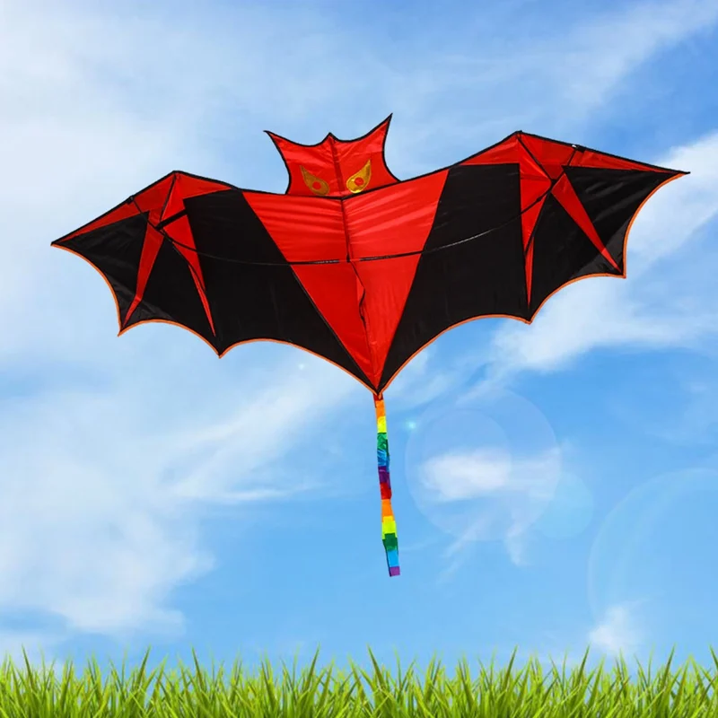

High Quality 190cm Huge Bat Kite Red Single Line 3D Bird Animal Kite With Handle For Kids&Adults Beach&Square