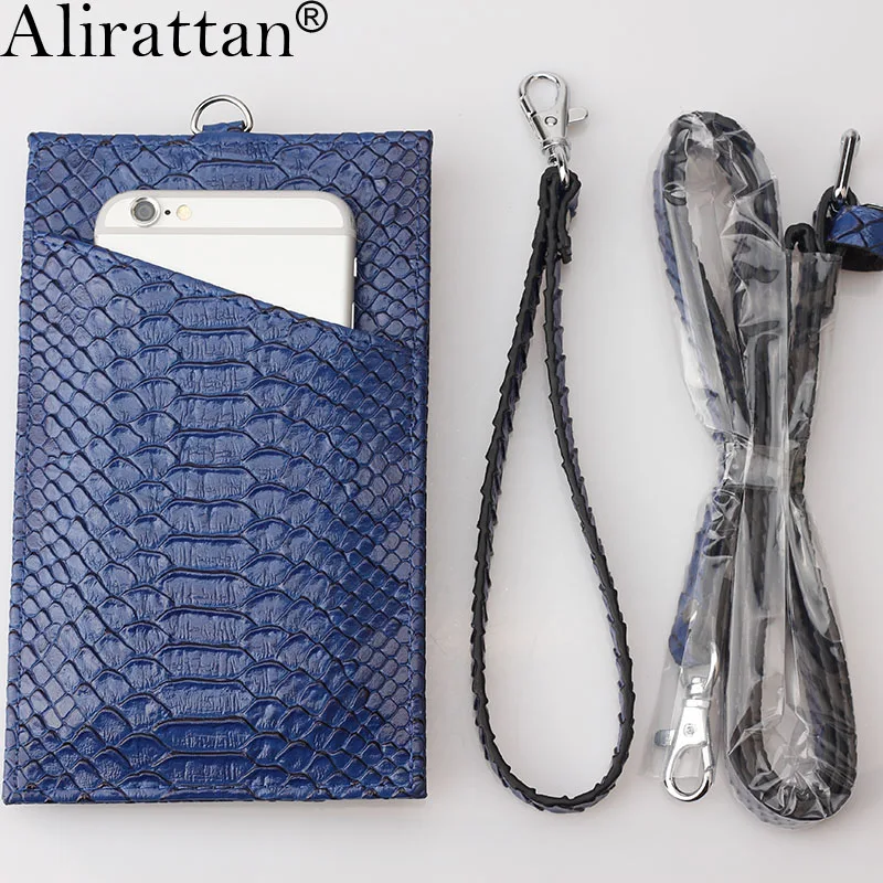 

Fashion Genuine Leather Mobile Card Holder Python Pattern Leather Pouch Shoulder Crossbody Bag Crocodile Mobile Card Bag