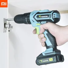 Xiaomi Mijia Tonfon Беспроводной Электрическая аккумуляторная ударная дрель Мощность драйвер 12В 2000 мА/ч, Батарея 2-Скорость адаптер для розеток европейского стандарта для домашних работ