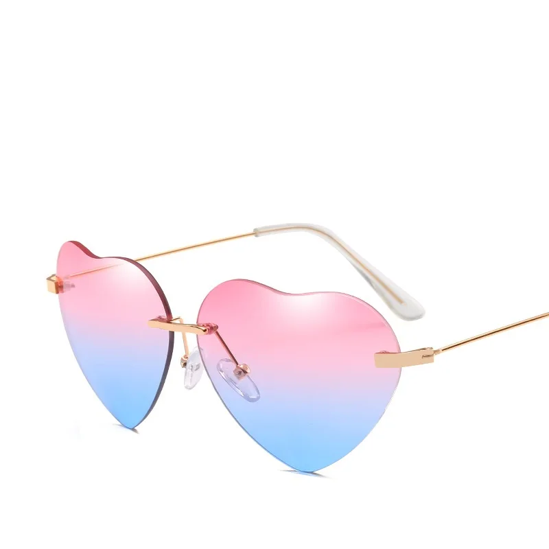 Vintage Heart Shaped Sunglasses Women Brand Designer Metal Frame Mirror