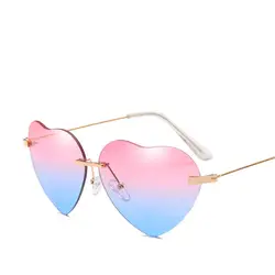Винтаж в форме сердца Солнцезащитные очки для женщин Для женщин Брендовая Дизайнерская обувь из металла Рамки зеркало Защита от солнца