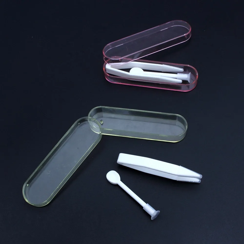 Contact Lens Inserter Remover Soft Tip Tweezers & Case Hygienic Daily Use   (2)