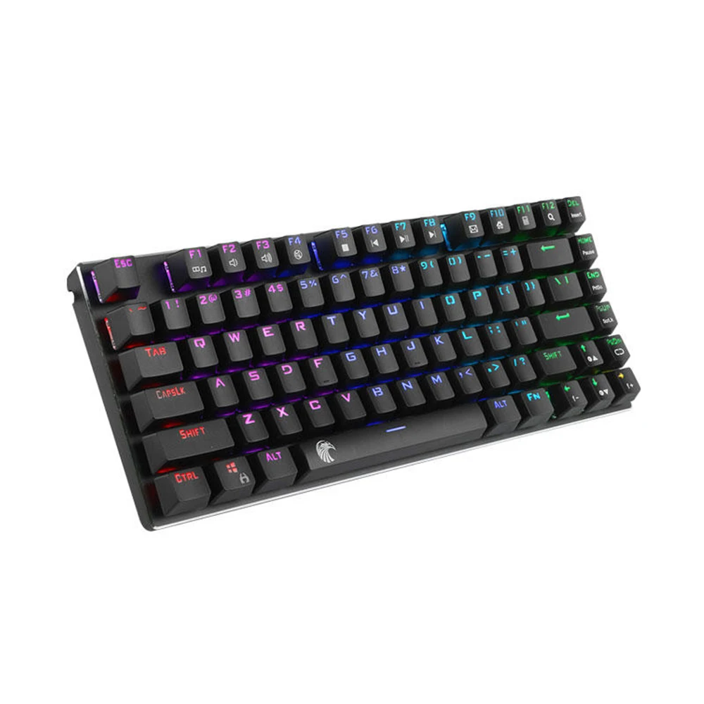 

Mechanical wired keyboard 81 Key USB Titanium Plate RGB Backlight Mechanical Game PC Keyboard Outemu Blue Switch - Black