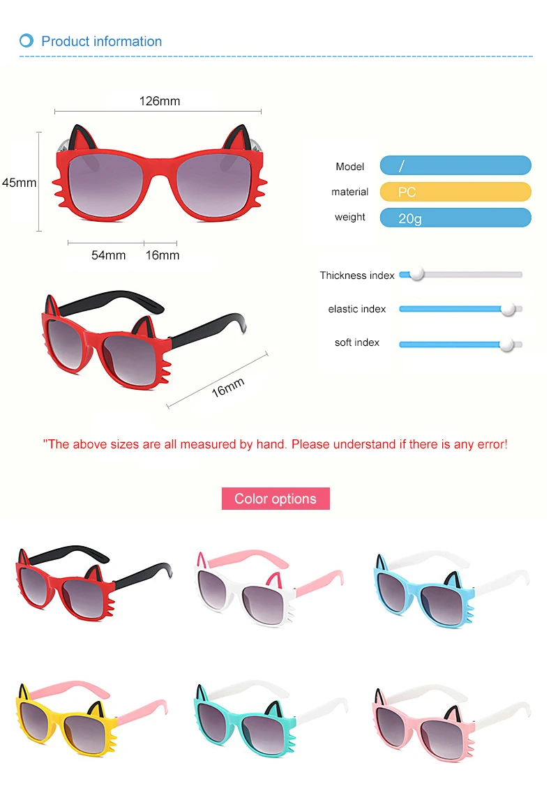 MINIMUM Children Cute Cat Head Type Fashion Sunglasses Sunshade Ultra-light Frame Clear Lens Sunshades Girls Sun glasses1 (2)
