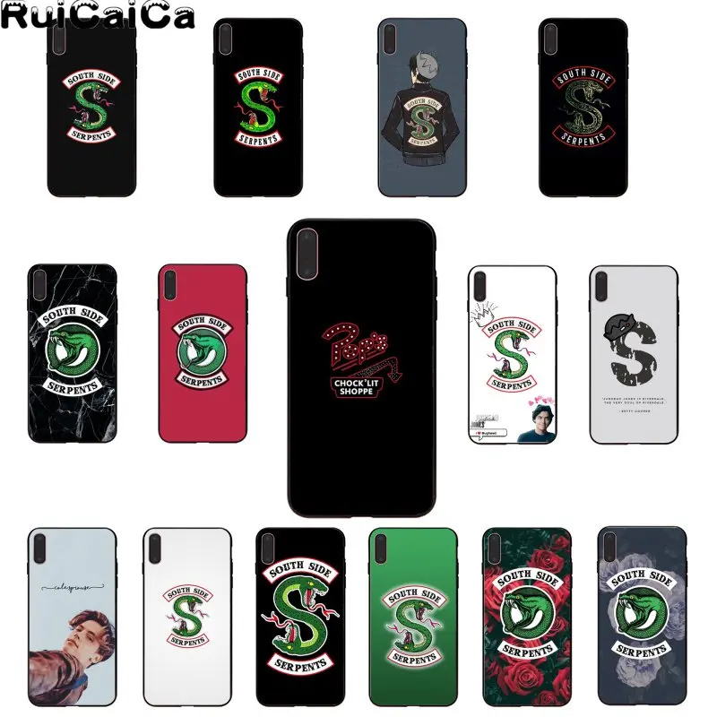 

RuiCaiCa Riverdale South Side Serpents Smart Cover Black Soft Shell Phone Case for iPhone 5 5Sx 6 7 7plus 8 8Plus X XS MAX XR