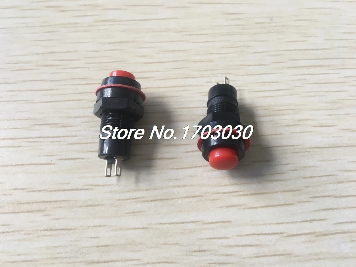 

5 x DS-211 11mm Thread 2Pins Self-locking SPST Push Button Switch Red AC 125V 2A