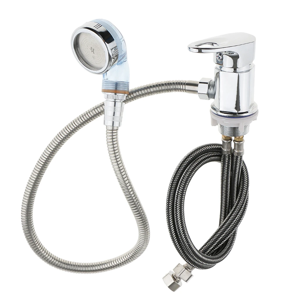 60cm/70cm/80cm Replacement Chrome Finish Faucet with Spray Hose Set