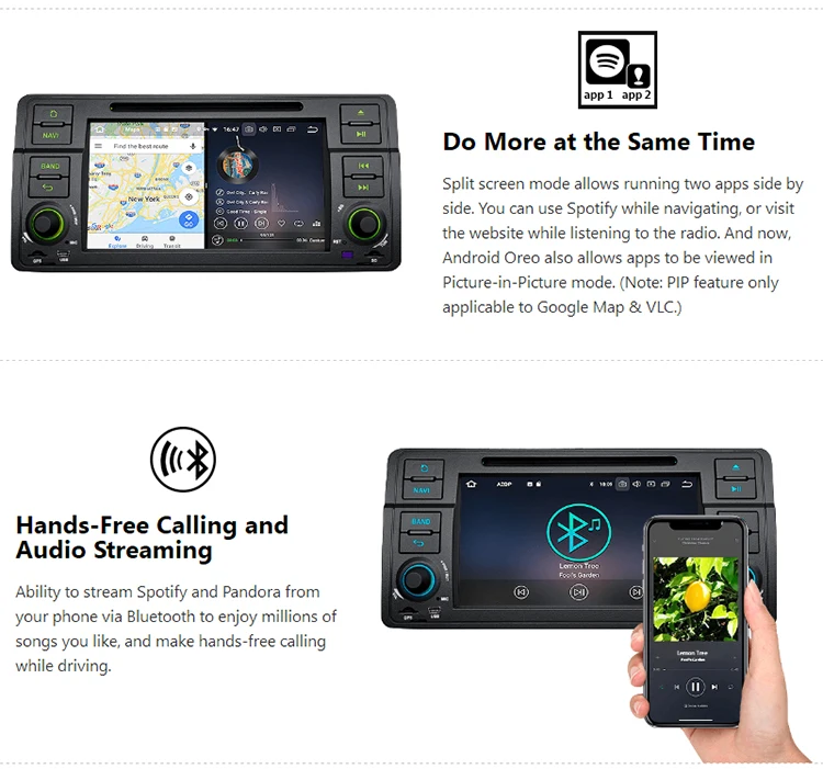 Top 7" Android 8.0 Octa-Core Car DVD Multimedia Navigation GPS Radio for BMW 3 Series E46 1998-2006 with Split Screen Mode Support 3