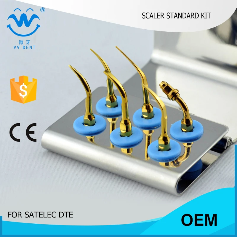 

2 SETS SSKG dental scalers STANDARD  KIT with titanium tips for SATELEC GNATUS DTE hu-friedy nsk piezo dental scaler