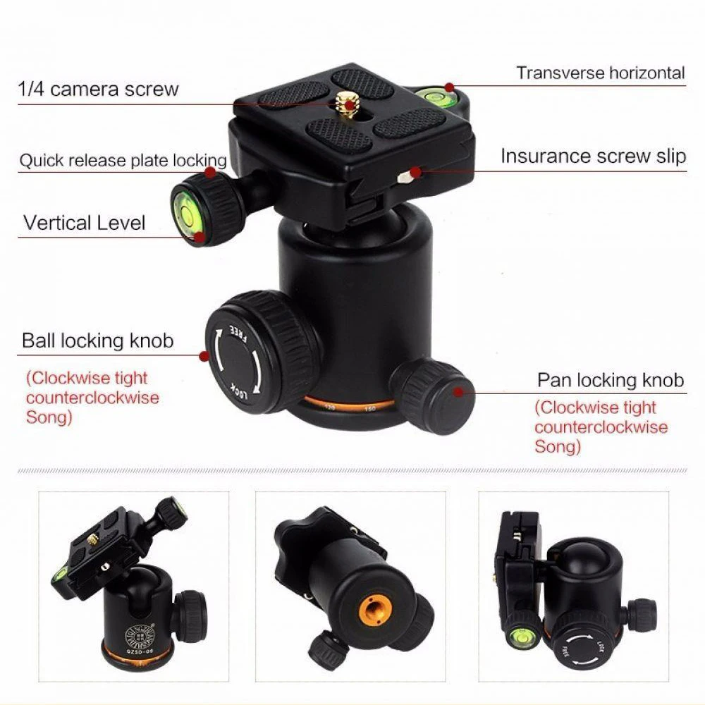  QZSD Q278 Professional Portable Aluminium Alloy Camera Travel Lightweight Tripod & Monopod Stand wi