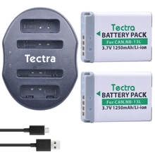 Tectra 2 шт. nb-13l nb13l литий-ионный Батарея + USB двойной Зарядное устройство для Canon PowerShot G5 X G7 x G7 x mark II G9 x SX720 HS Камера