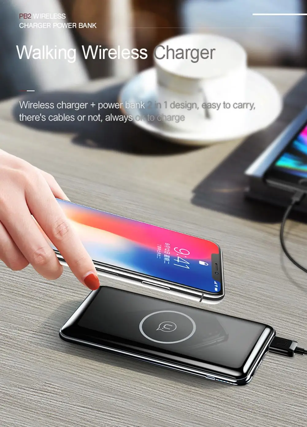 Беспроводное зарядное устройство USAMS 10000 мАч 5 В 2 А Type C Micro USB порт высокое качество