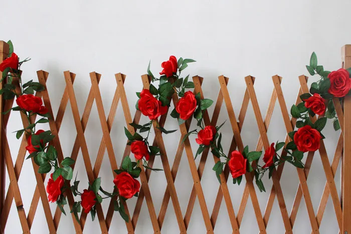 2,4 М 16 голов искусственные розы цветы лозы искусственный цветок из шелка подвесные гирлянды Роза для свадебной вечеринки для дома садовые украшения - Цвет: Red
