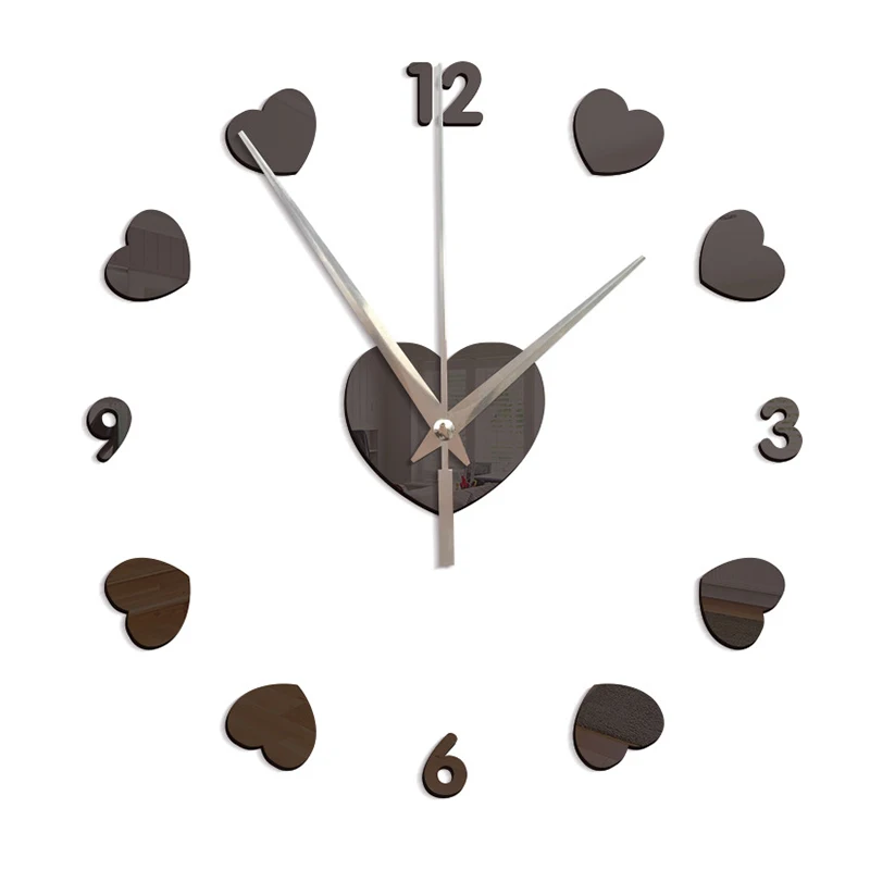 

2018 new 3d wall clock diy clocks reloj de pared Quartz watch Living Room Simple Love Circular Acrylic mirror stickers horloge