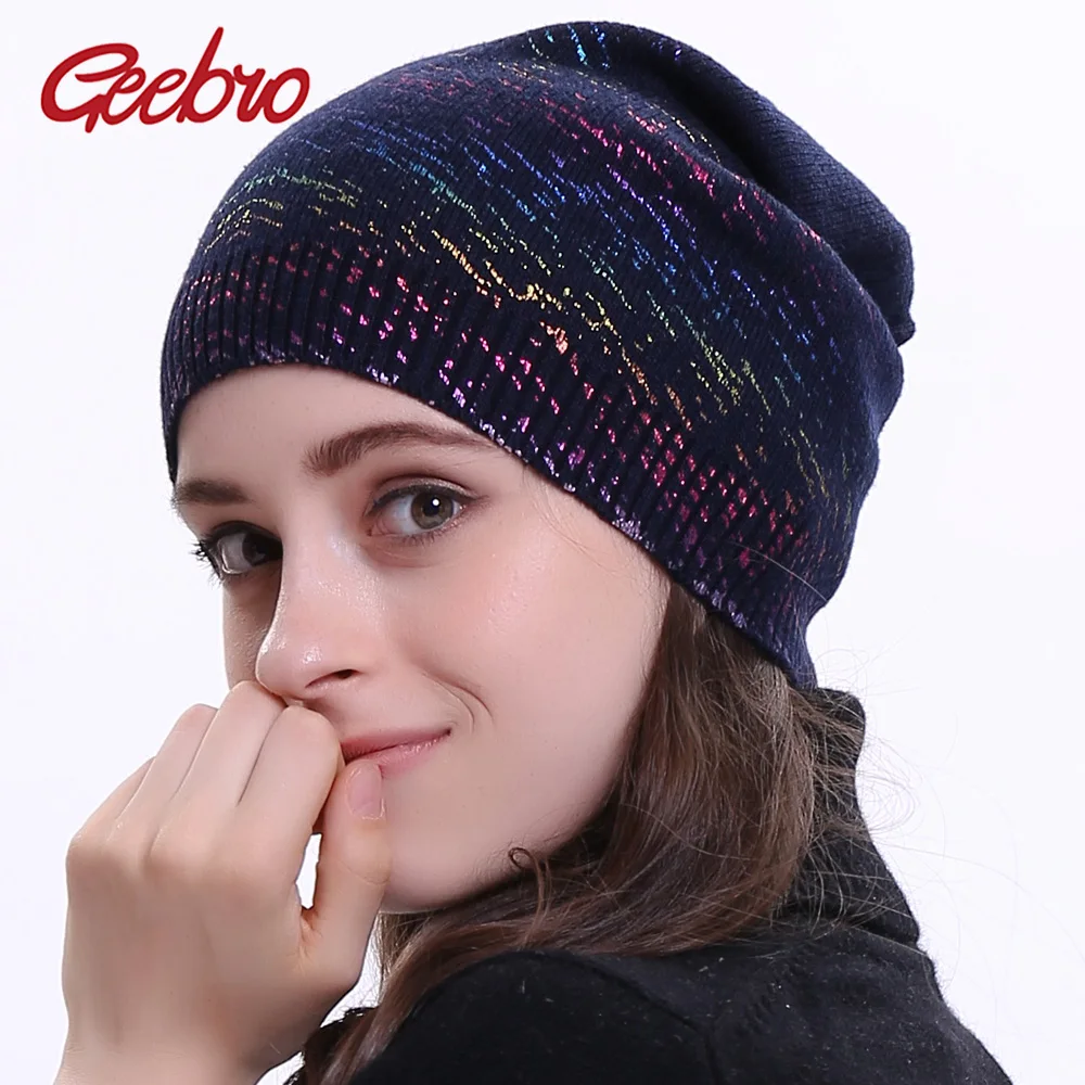 Geebro новые женские кашемировые облегающие шапки с бронзовым эффектом