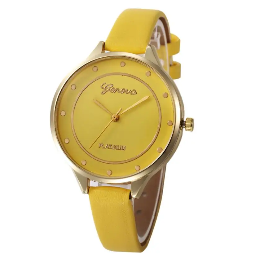 

2018 New Fashion Watch Leather Band Quartz Watches Casual Luxury Simple Big Dial Round Shape Business LED Wristwatch for ladies