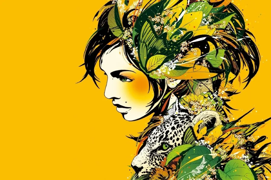 DIY рамка Dj Okawari диск Жокейка Девушка Цветы Листья животные леопард фантазия