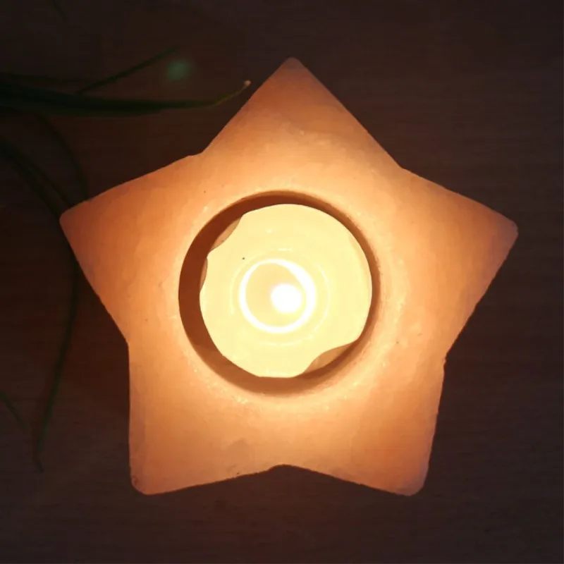

Himalaya Rose Salt Candlestick Natural Shape Salt Stone Candlestick Aromatherapy Candleshold Wedding Centerpieces for Tables