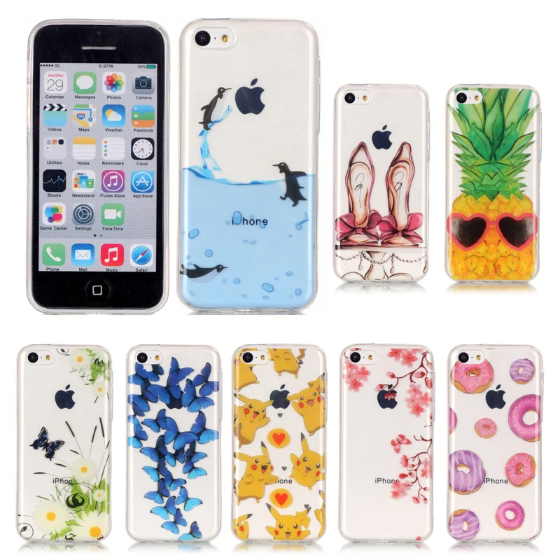 

For IPhone 5C Case Cartoon Back Cover Soft TPU Gel Case for Apple iPhone 5C 4.0" Phone Bags Silicone Cases Covers